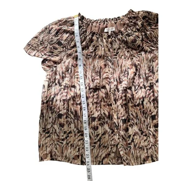 Ramy Brook Off-Shoulder Top Blouse Abstract Print Brown Cream Womens Size L - Picture 6 of 8